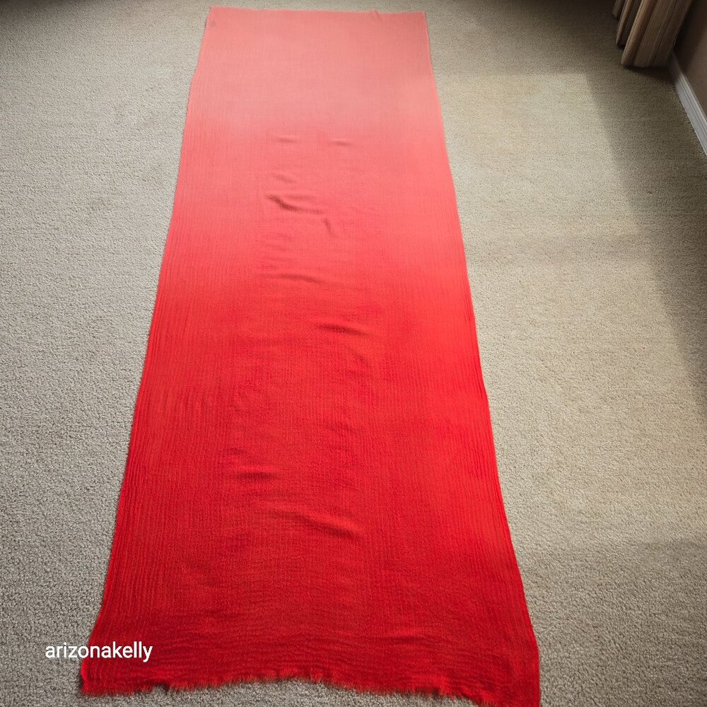 Cashmere Lightweight Scarf Gradient Ombre Red Pink Rachel Roy